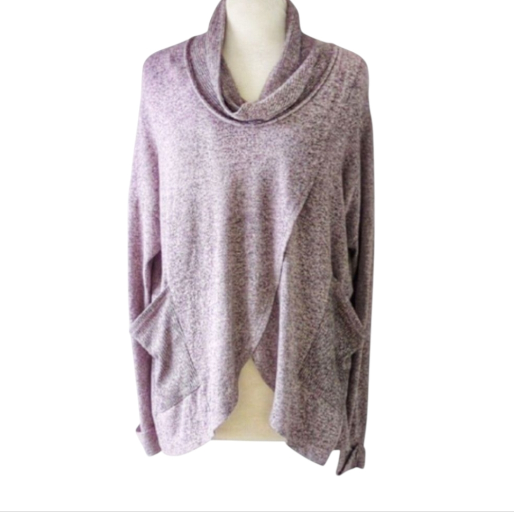 Women's Long Sleeve Heathered Violet Cowl Neck Sweater By Freeloader, Size Large
